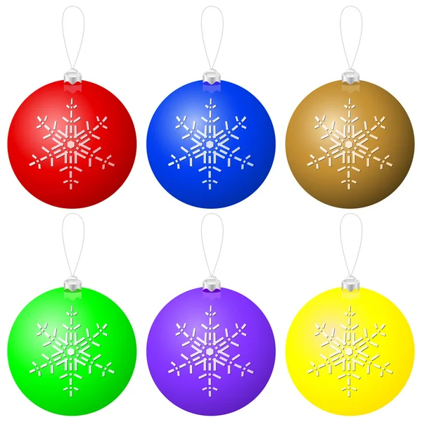 Bolas de Navidad con copos de nieve — Archivo Imágenes Vectoriales
