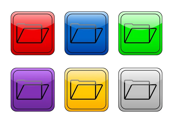 Στρογγυλεμένο τετράγωνο κουμπί φάκελο — Διανυσματικό Αρχείο