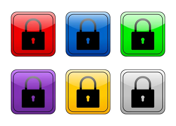 Rounded square button padlock — Stock Vector