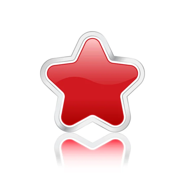 Vörös csillag gomb — Stock Vector