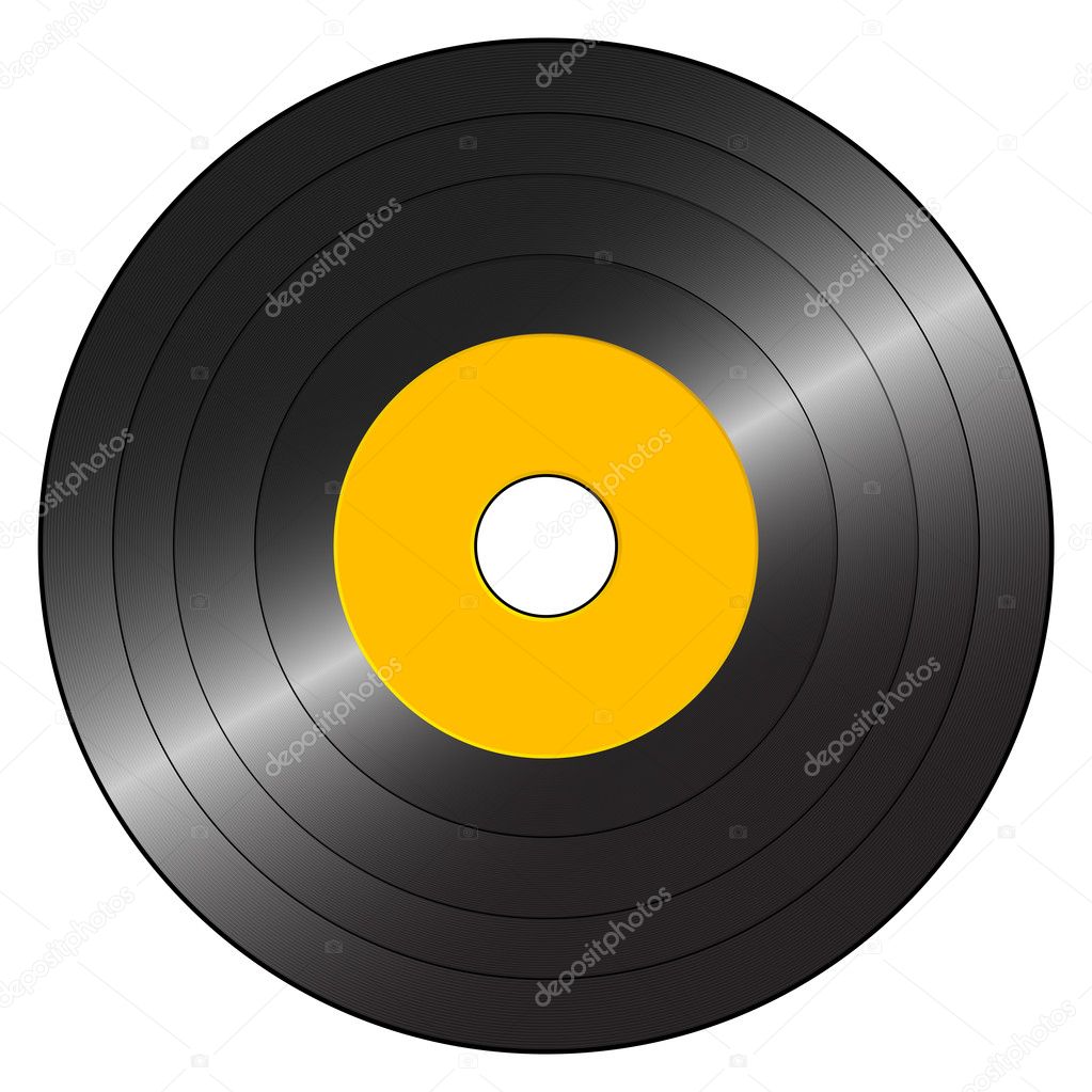 Small gramophone record orange