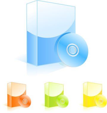 Multicolored software boxes with cd clipart