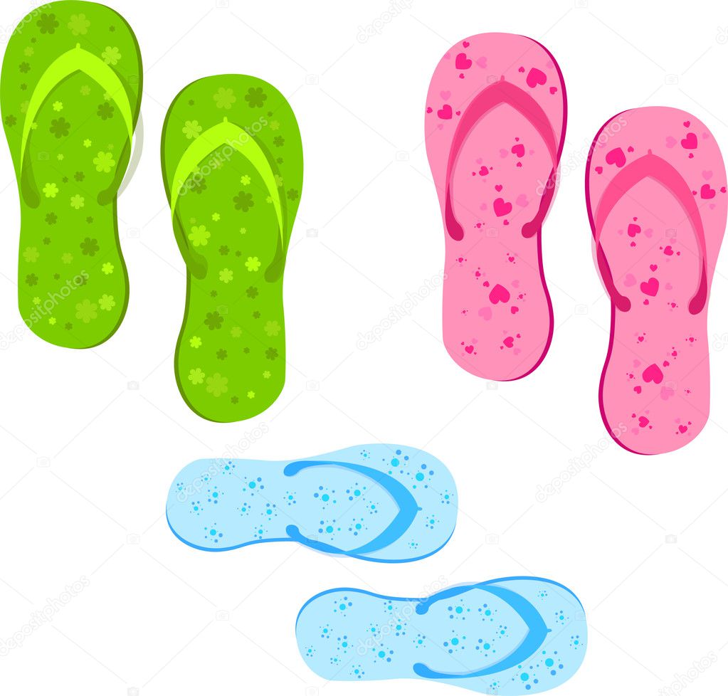 Multicolored flip-flops set