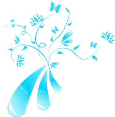 mavi soyut çiçek tasarım