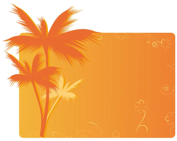 Oranje banner met palm — Stockvector