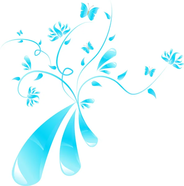 ブルーの抽象花柄のデザイン — ストックベクタ