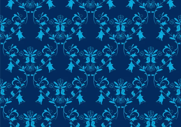Seamless blue damask background — Stock Vector