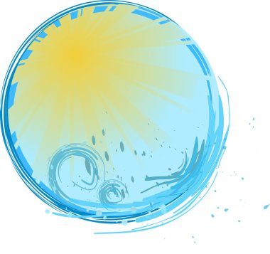 Round banner with sunshine and water spl clipart