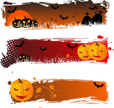 Halloween banners grungy clipart