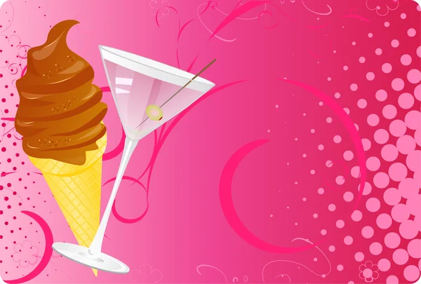 Martini et crème glacée au chocolat demi-teinte — Image vectorielle