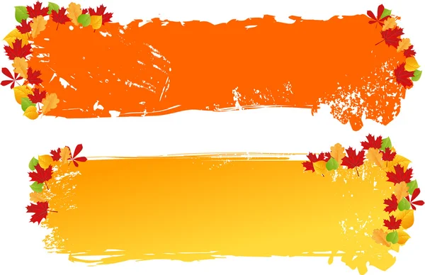 Bandeiras Grunge com folhas de outono ounome — Vetor de Stock