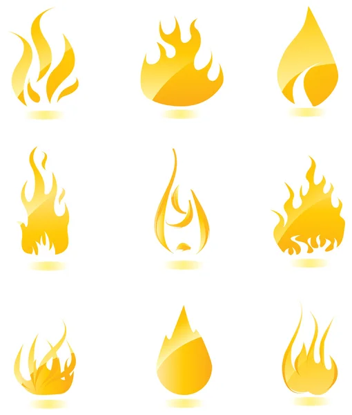 Glossy fire icons. Big set. — Stock Vector