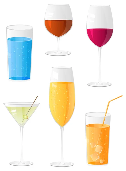 Óculos diferentes brilhantes para bebidas —  Vetores de Stock