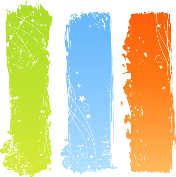 Três banners multicoloridos grungy — Vetor de Stock