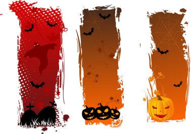 Vertical grungy halloween banners clipart