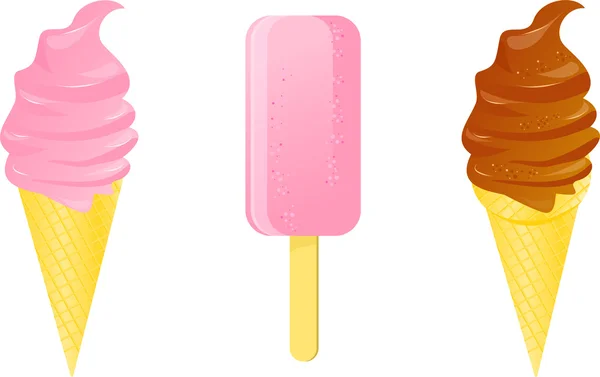 Vettore tre gelati — Vettoriale Stock