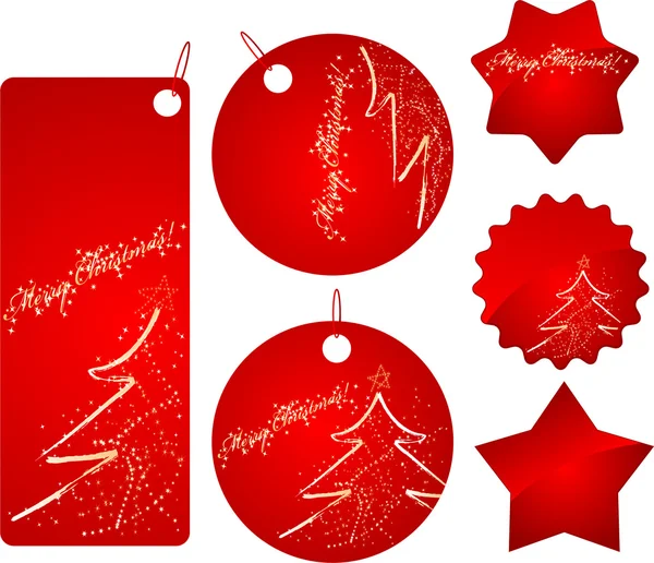 Red christmas sale badges — Stock Vector