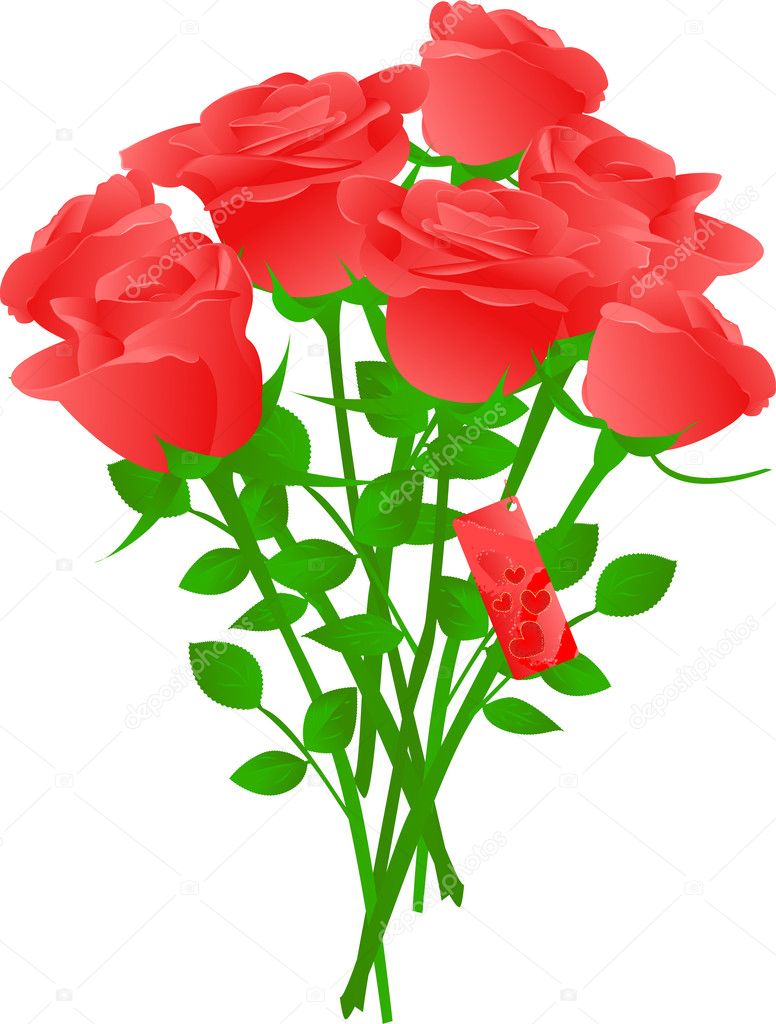 Vector bouquet of red roses