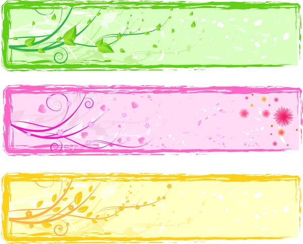 Három színes absztrakt virágos bannerek — Stock Vector