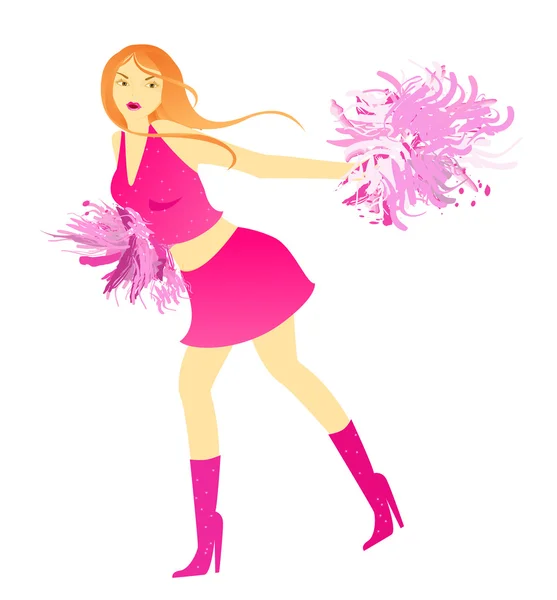 Cheerleader dance with pompons — Stock Vector