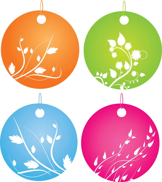 Set of round badges with floral ornament — Stock Vector