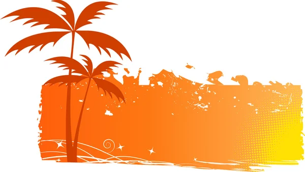 Grungy achtergrond met palmbomen — Stockvector