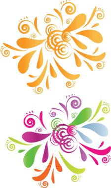 Two swirl design - orange and colorful clipart