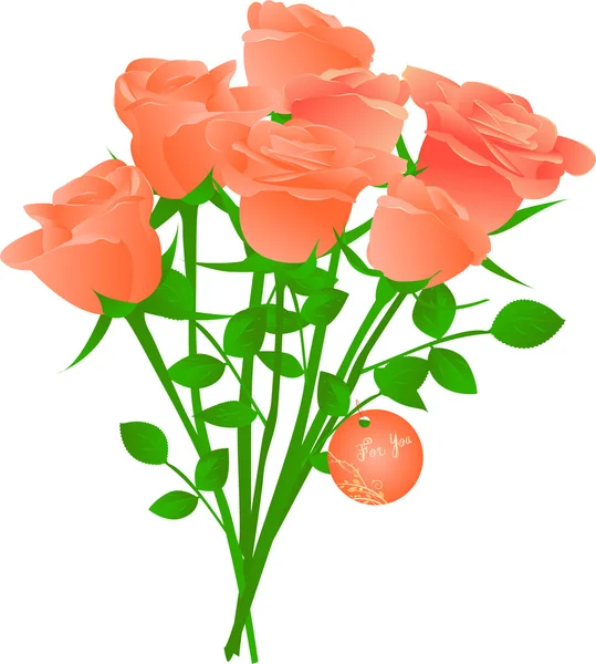 Vector bouquet of orange tea roses — Stock Vector