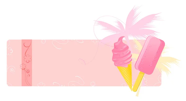 Banner de verano con helados — Vector de stock