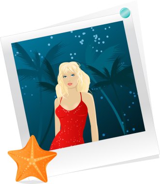 Photo with woman in red dress clipart