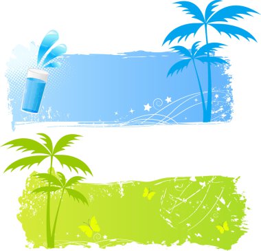 Two grungy palms banners clipart