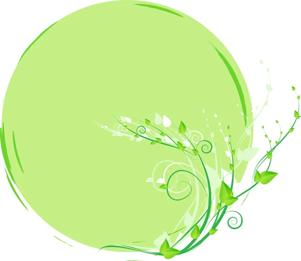 Blommig rund grön ram med blad — Stock vektor