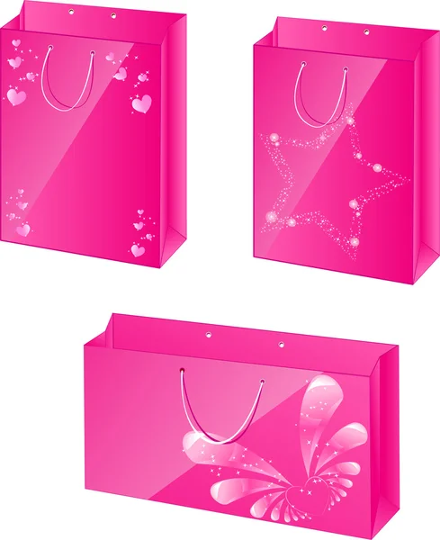 Pinkfarbene Papiertüten mit Glamour-Design — Stockvektor