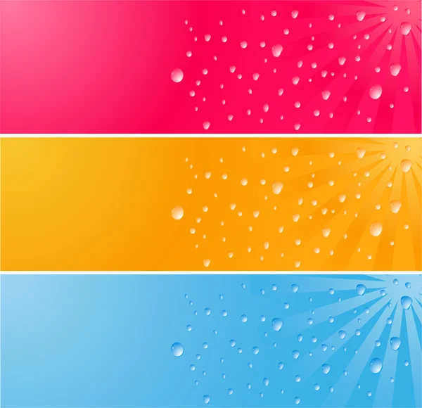 Banner multicolor con gotas de agua — Vector de stock
