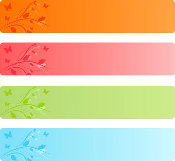 Bannières avec feuilles design floral et bu — Image vectorielle