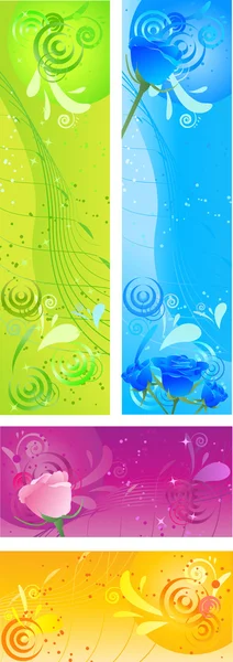 Banners with swirl multicolored design a — Stock Vector