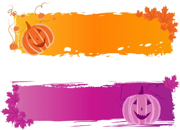 Halloween banners met pompoen — Stockvector