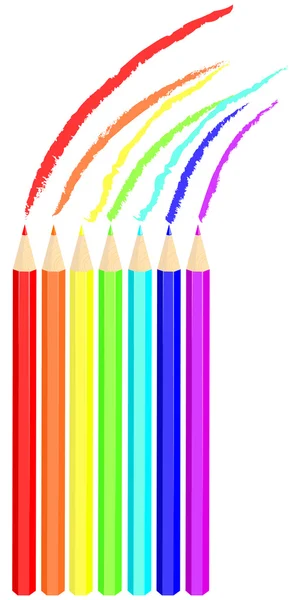Colored pencil drawing rainbow — Stock Vector