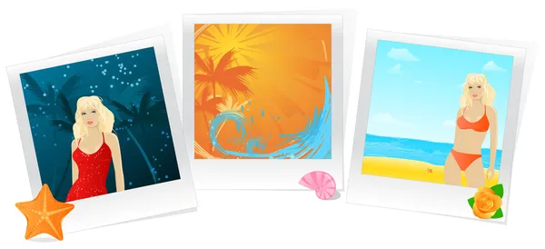Summer photo memories collage — Stock Vector