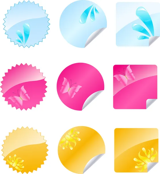 Set of multicolored labels with shiny de — Stock Vector