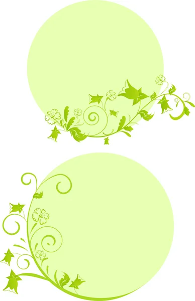 Grön blommig runda ramar — Stock vektor