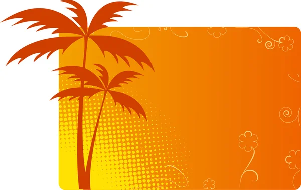 Fundo laranja com palmas — Vetor de Stock