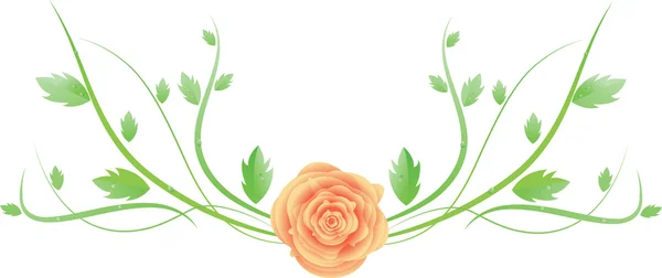 Rosa vettoriale con foglie vorticose — Vettoriale Stock