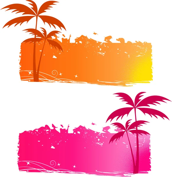 Grungy achtergronden met palmbomen — Stockvector