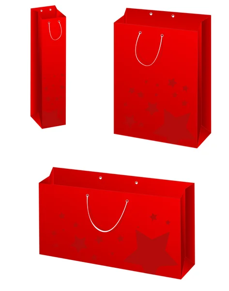 Набор векторных красных бумажных пакетов — стоковый вектор