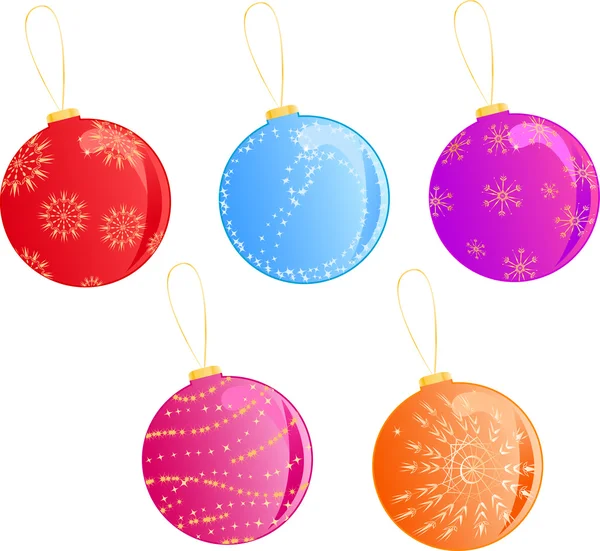Çok renkli Noel set topları — Stok Vektör