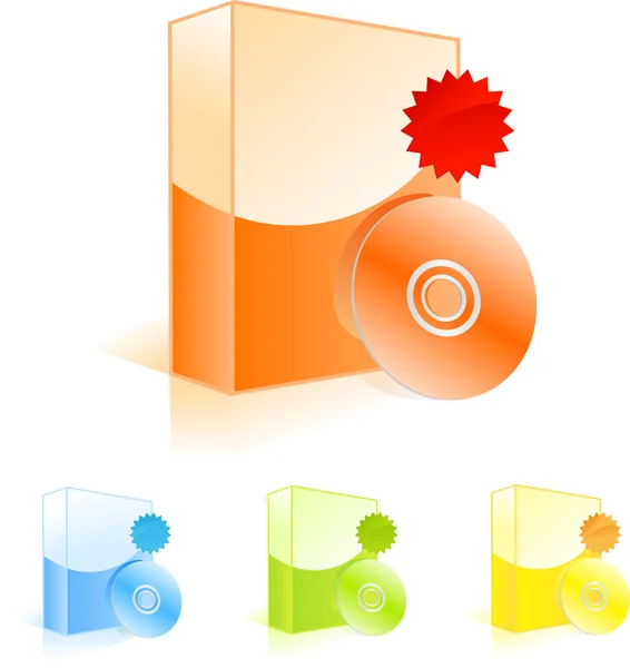 stock vector Software boxes with CD disk and sale bad