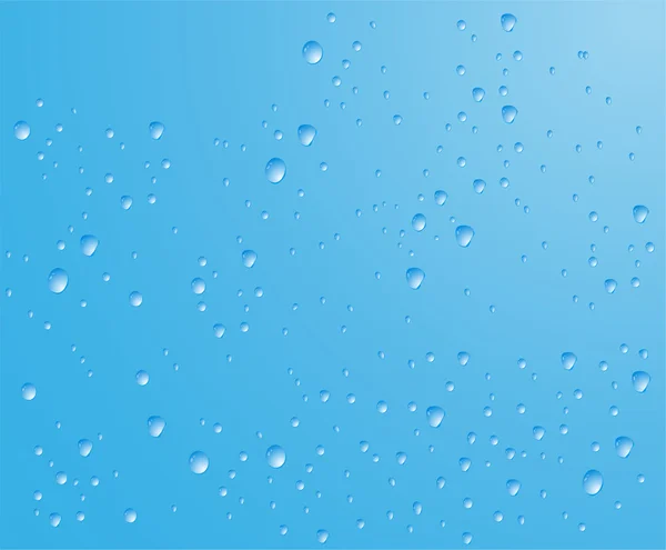 Fondo azul con gotas de agua — Vector de stock