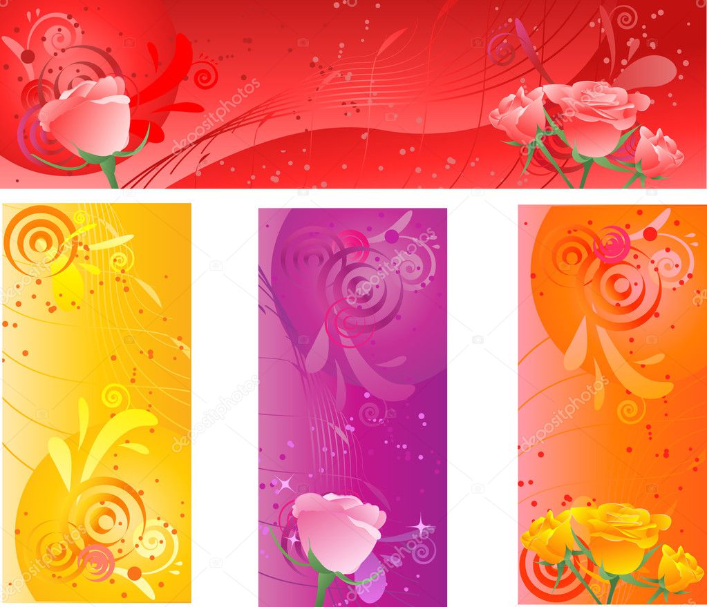Banners with swirl multicolored design a