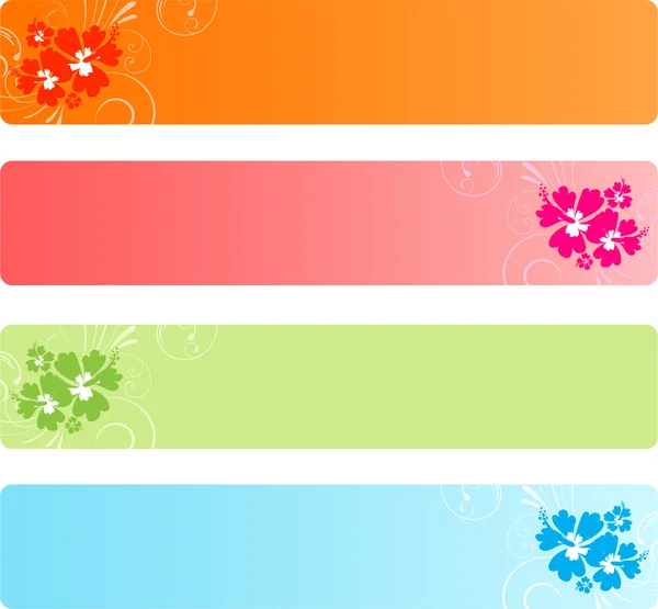 Bandeiras coloridas com flores — Vetor de Stock